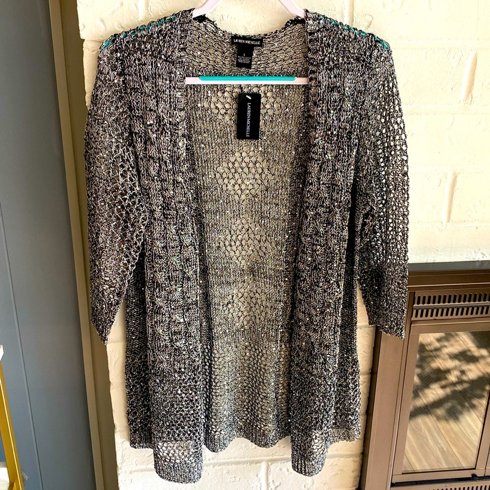 NWT Lauren Michelle Ladies Metallic Dressy Cardigan